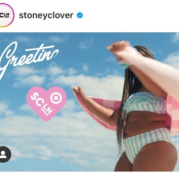 Stoney Clover X Target plus swimsuit 3X stripe blue bikini 2pc - Picture 3 of 10